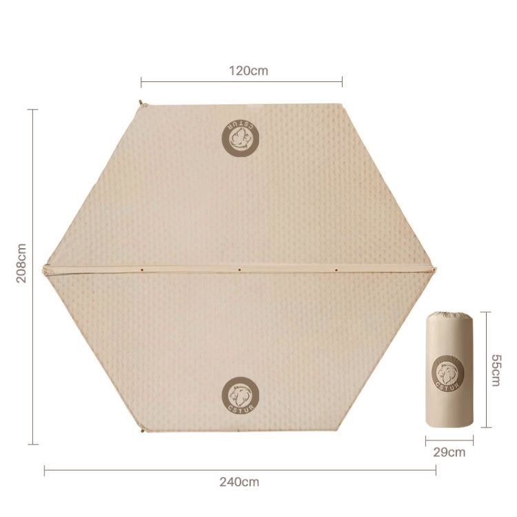 CSTUR D2250 Thickened Portable Camping Hexagonal Automatic Inflatable Mat Outdoor Picnic Moistureproof Mat, 3cm (Khaki), 5cm (Khaki)