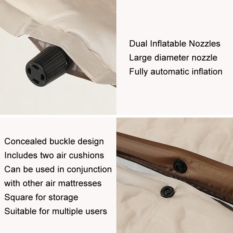 CSTUR D2250 Thickened Portable Camping Hexagonal Automatic Inflatable Mat Outdoor Picnic Moistureproof Mat, 3cm (Khaki), 5cm (Khaki)