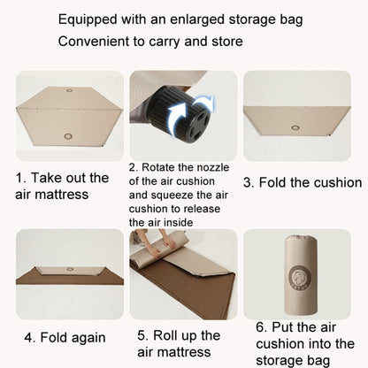 CSTUR D2250 Thickened Portable Camping Hexagonal Automatic Inflatable Mat Outdoor Picnic Moistureproof Mat, 3cm (Khaki), 5cm (Khaki)