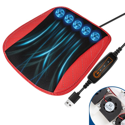 Multifunctional USB Fan Ventilation Heat Dissipation Car Seat Cushion, Black 5 Sets Fan, Red 5 Sets Fan, Blue 5 Sets Fan, Navy 5 Sets Fan