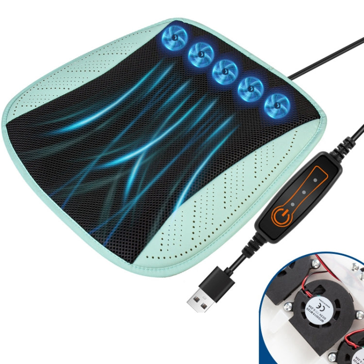 Multifunctional USB Fan Ventilation Heat Dissipation Car Seat Cushion, Black 5 Sets Fan, Red 5 Sets Fan, Blue 5 Sets Fan, Navy 5 Sets Fan