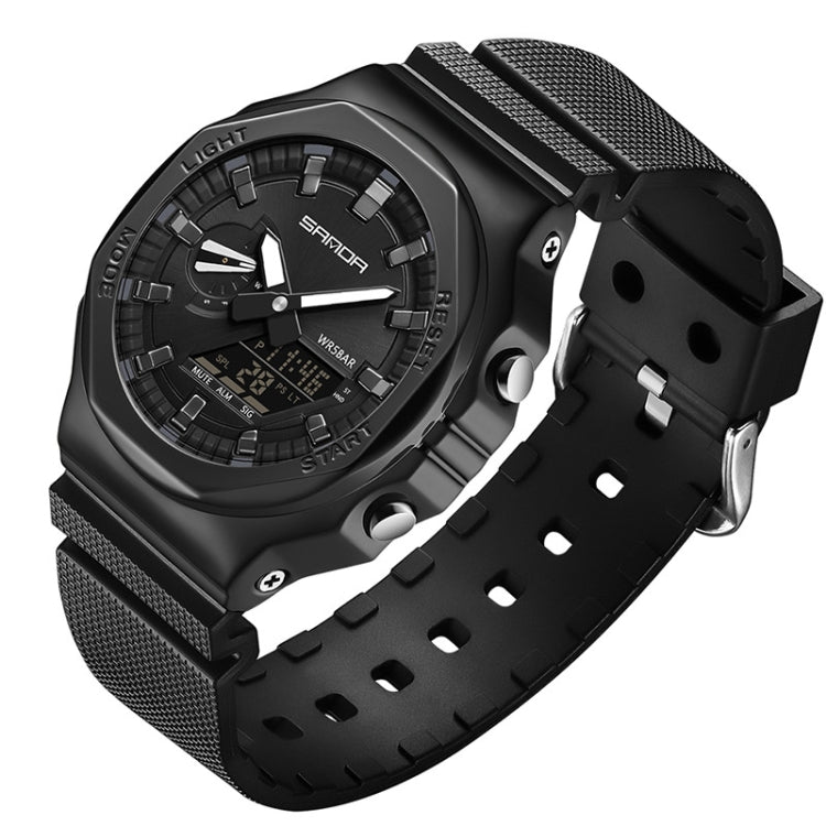 SANDA Octagonal Oak Hand Lamp Waterproof Sports Alarm Clock Men Watch