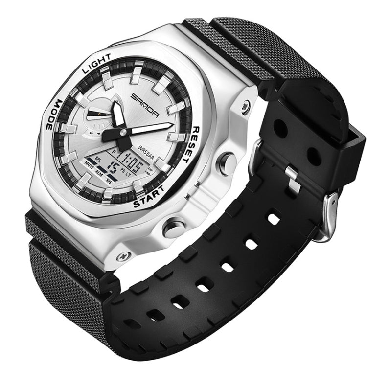 SANDA Octagonal Oak Hand Lamp Waterproof Sports Alarm Clock Men Watch