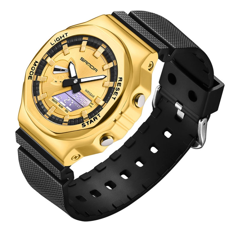 SANDA Octagonal Oak Hand Lamp Waterproof Sports Alarm Clock Men Watch