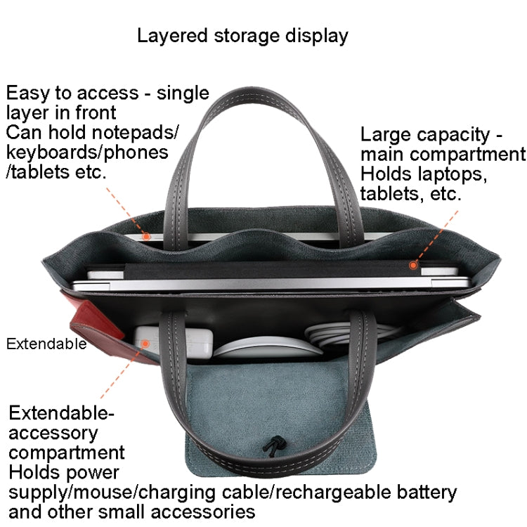 Elastic Button Laptop Waterproof PU Handbag, 13.3/14 inch, 15.4/16 inch