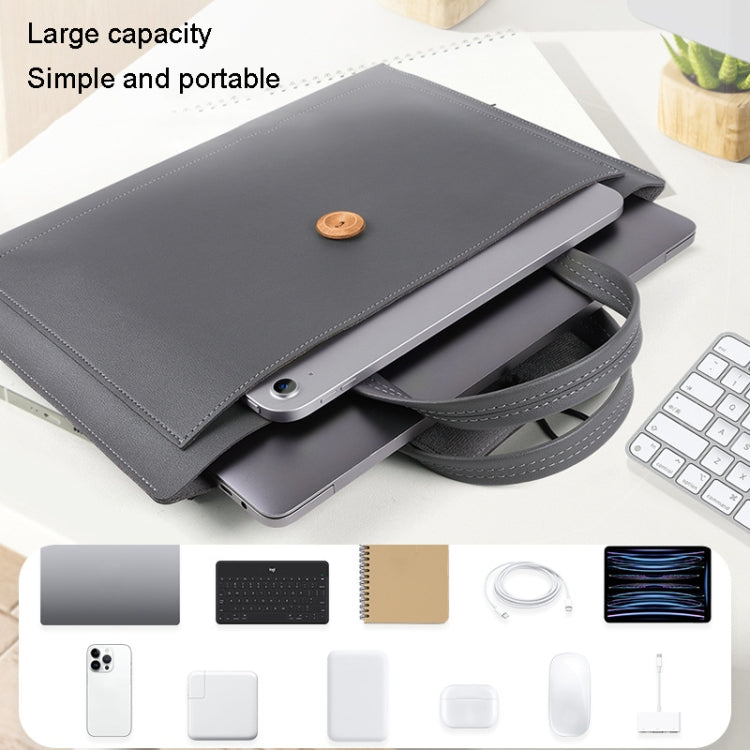 Elastic Button Laptop Waterproof PU Handbag, 13.3/14 inch, 15.4/16 inch