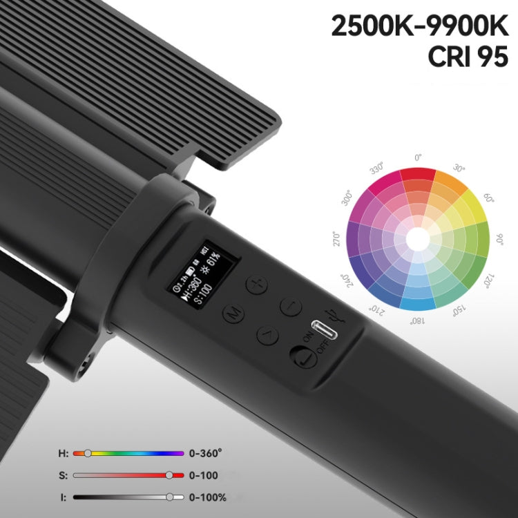 24W 72 LEDs Handheld Full-color RGB Stick Light Photography Light with Barndoor, LP600