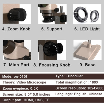 Baku BA-010T Electronic Microscopy Jewelry Appraisal Mobile Phone Circuit Board Repair Jade Magnifying Glass, BA-010T 220V, BA-010T 110V