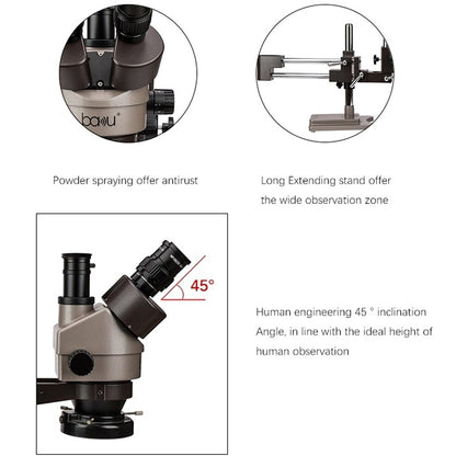 Baku BA-010T Electronic Microscopy Jewelry Appraisal Mobile Phone Circuit Board Repair Jade Magnifying Glass, BA-010T 220V, BA-010T 110V