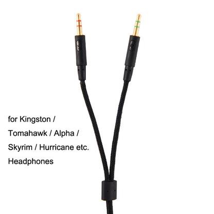 For Kingston Skyline Alpha Cloud II 3.5mm 2 In 1 Audio Cable, ZS0174 Black