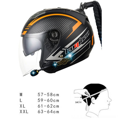 KUQIBAO Motorcycle Bluetooth Headset Double Lens Helmet With Braid, M, L, XL, XXL