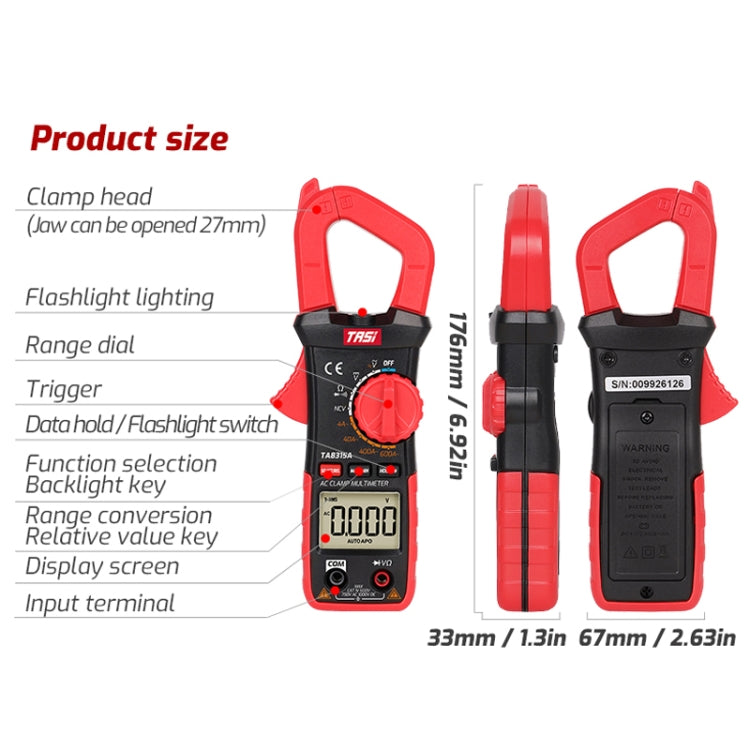 TASI TA8315B Clamp Type Multimeter High Precision Digital Ammeter, TA8315B