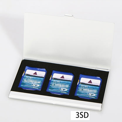 3SD Aluminum Alloy Memory Card Case Card Box Holders, Silver, Black