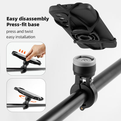 Bike Anti-vibration Silicone Cycling Fixed Mobile Phone Bracket, Strap Style, Handlebar Style