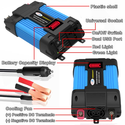 SOLIKE TECH Vehicle Inverter Sine Wave Convertor Auto Inverter, 12V-220V 300W, 12V-110V 300W, 12V-220V 500W, 12V-110V 500W