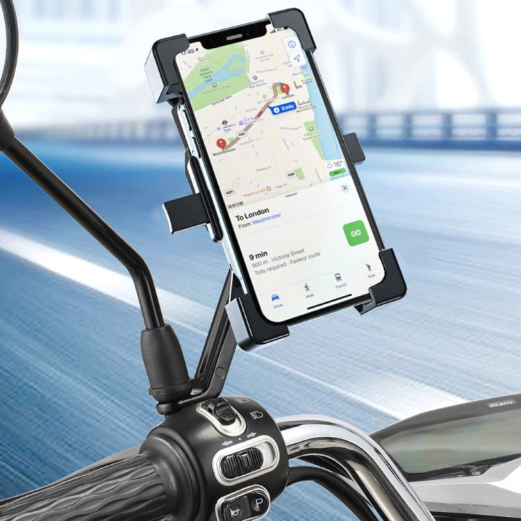 Shockproof Motorcycle Mobile Phone Holder Outdoor Bike Navigation Holder, Rearview Mirror, Handlebars