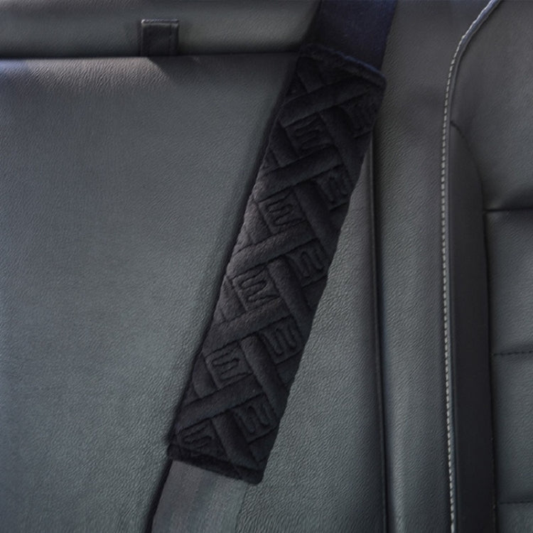 1pair Car Plush Seat Belt Embroidered Shoulder Pad Cover