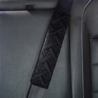 1pair Car Plush Seat Belt Embroidered Shoulder Pad Cover