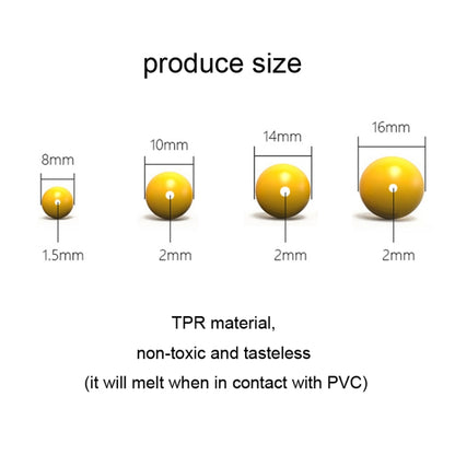 TPR Floating Bait Ball Float Water Fake Soft Bait, 100pcs 8mm, 100pcs 10mm, 100pcs 14mm, 100pcs 16mm