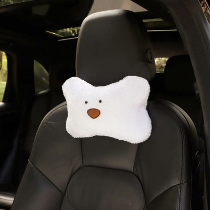 Car Cartoon Bear Plush Seat Upholstery Pillow, Headrest Brown, Lumbar Pillow Brown, Headrest White, Lumbar Pillow White