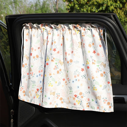 Car Heat Insulation Blackout Cartoon Cotton Sunshade, Rabbit, Striped Blue Rabbit, Coffee Wave Point, Small Floral, Pony, Pink, Blue Flower, Cherry, Long Ears Rabbit
