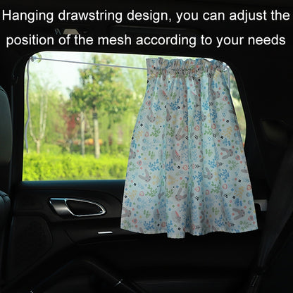 Car Heat Insulation Blackout Cartoon Cotton Sunshade, Rabbit, Striped Blue Rabbit, Coffee Wave Point, Small Floral, Pony, Pink, Blue Flower, Cherry, Long Ears Rabbit