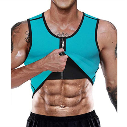 Men Fitness Corset Neoprene Sports Tummy Control Shapewear Zipper Tank Top Workout Wear, S, M, L, XL, XXL, 3XL, 4XL