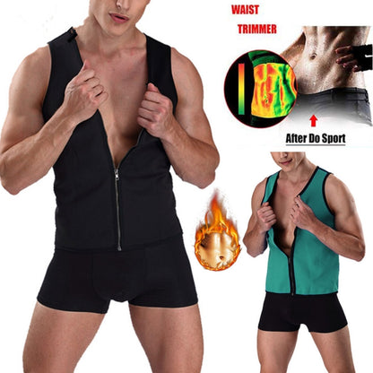 Men Fitness Corset Neoprene Sports Tummy Control Shapewear Zipper Tank Top Workout Wear, S, M, L, XL, XXL, 3XL, 4XL