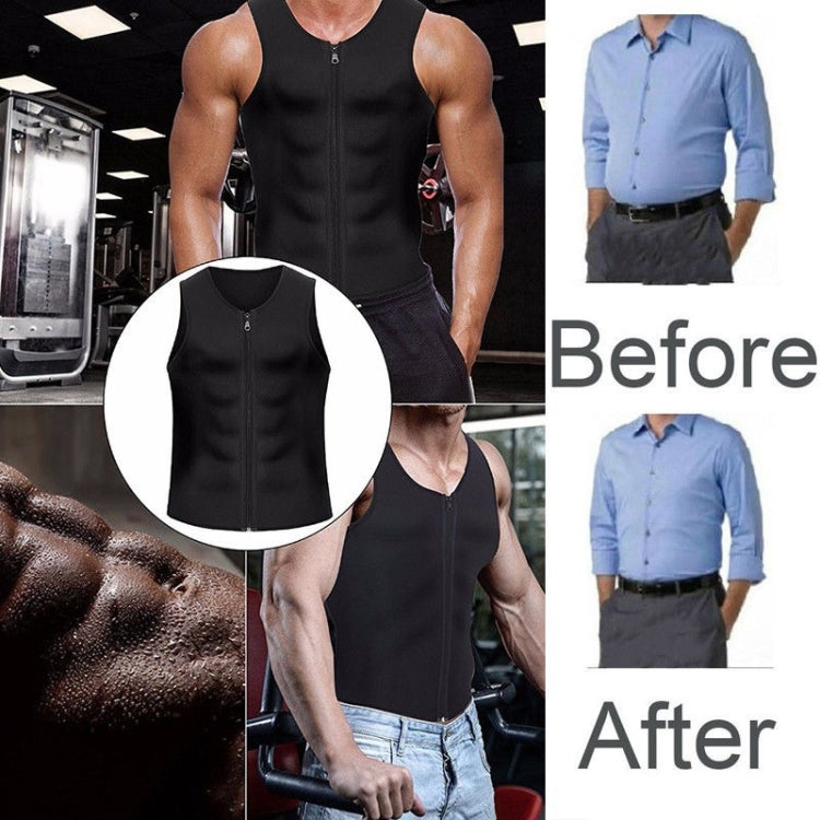 Men Fitness Corset Neoprene Sports Tummy Control Shapewear Zipper Tank Top Workout Wear, S, M, L, XL, XXL, 3XL, 4XL