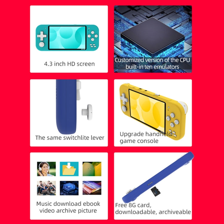 Nostalgic Street Fighter FC Handheld Video Game Console, Blue, Green, Gray, Yellow