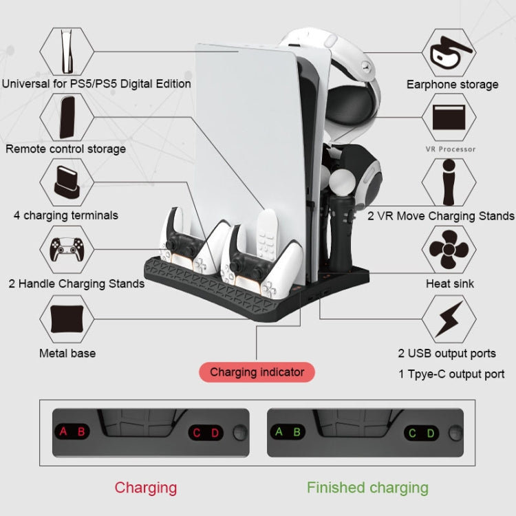 iplay HBP-270 For Sony PS5 Multifunctional Host Heat Dissipation Charging Base with Storage Rack, HBP-270