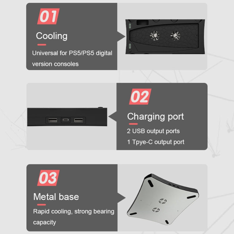 iplay HBP-270 For Sony PS5 Multifunctional Host Heat Dissipation Charging Base with Storage Rack, HBP-270