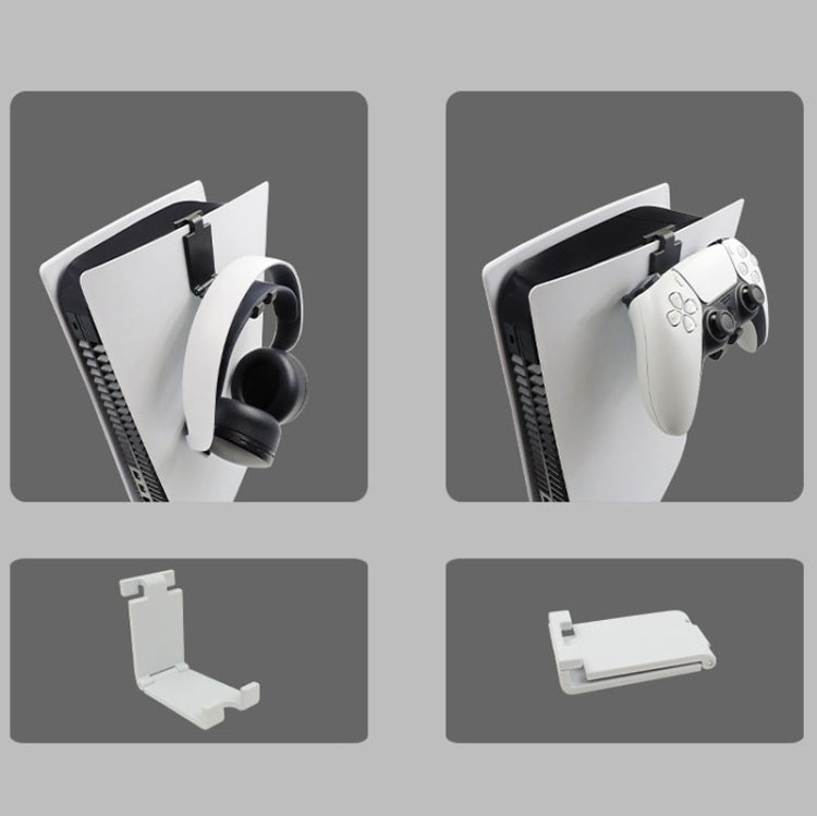 iplay HBP-266 For Sony PS5 Game Console Headphone Storage Side Rack Gamepad Hanger, White, Black