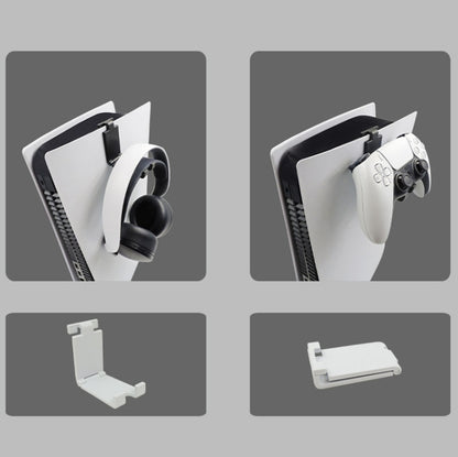 iplay HBP-266 For Sony PS5 Game Console Headphone Storage Side Rack Gamepad Hanger, White, Black