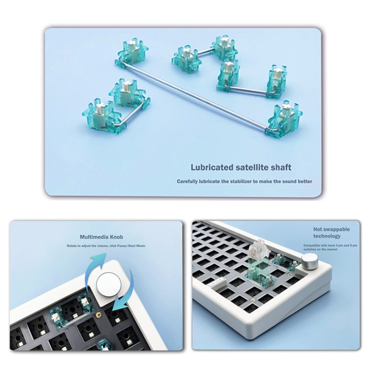 67 Keys Three-mode Customized DIY With Knob Mechanical Keyboard Kit Supports Hot Plug RGB Backlight, White, Black, Claret, Purple, Green, Blue