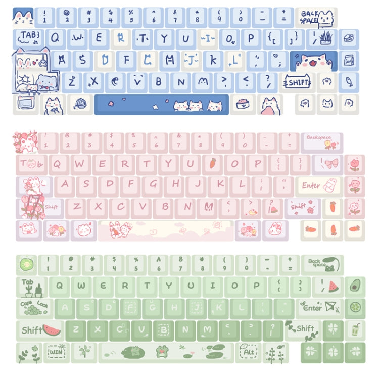 66 Keys 5-sided Heat Rise PBT Personalized Keycaps, 66 Keys Blue, 66 Keys Green