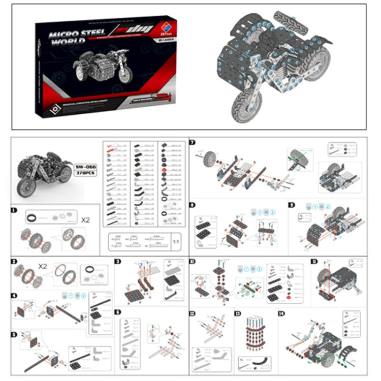Metal Assembly Model Building Blocks Manual Assembly Retro Side Motorcycle Toy, Side Tricycle