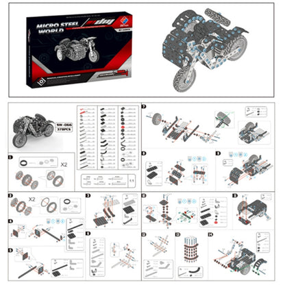 Metal Assembly Model Building Blocks Manual Assembly Retro Side Motorcycle Toy, Side Tricycle