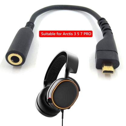 For SteelSeries Arctis 3 5 7 Pro Headphone Sound Card Adapter Cable Audio Cable, ZS0219 A Black