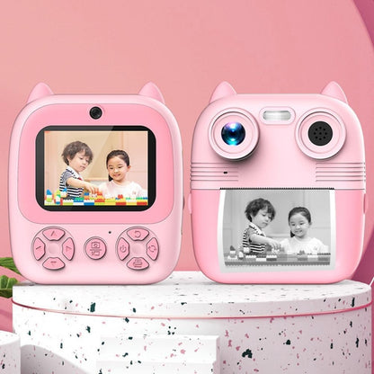 1080P Instant Print Camera 2.8-inch IPS Screen Front and Rear Dual Lens Kids Camera, Pink, Blue, Pink+32G Card, Blue+32G Card