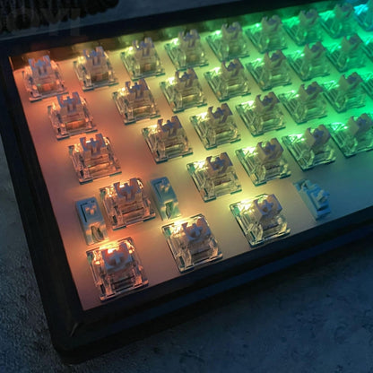 Hot Swap Shaft Wired RGB Back Light Customized Mechanical Keyboard Kit, Beige, Purple Transparent