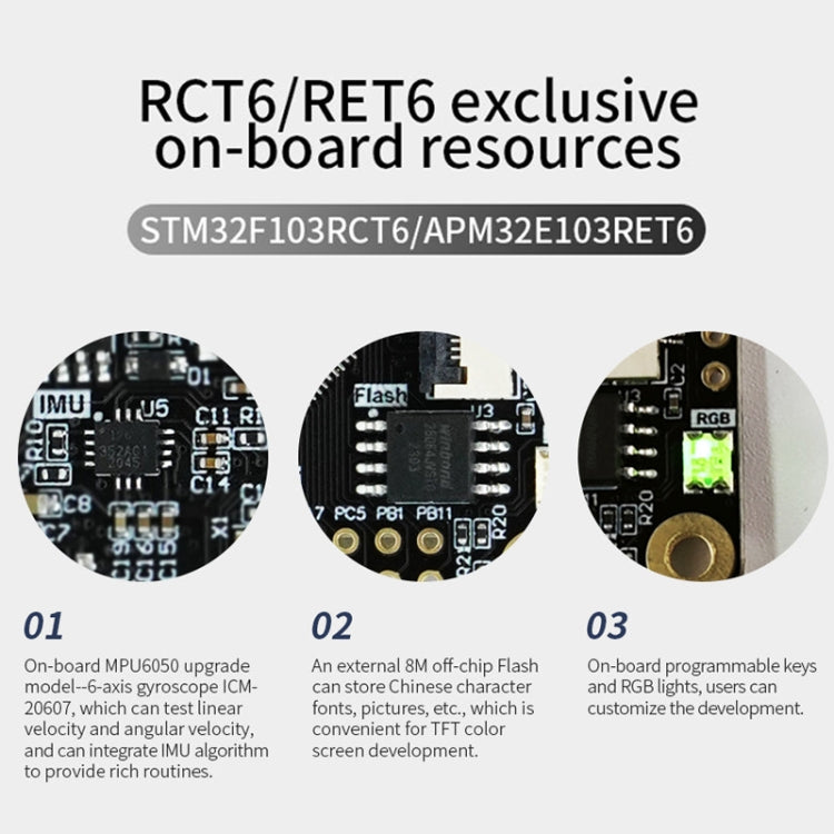 Yahboom MCU RCT6 Development Board STM32 Experimental Board ARM System Core Board, STM32F103C8T6, APM32E103RET6, STM32F103RCT6, 0.96 inch TFT Color Screen