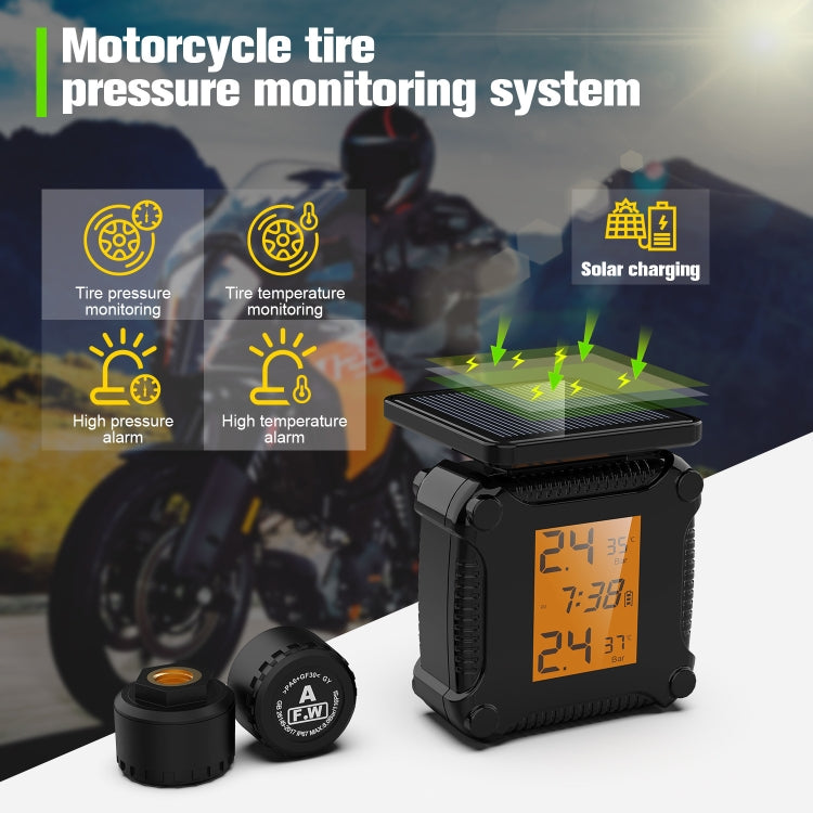 Solar Motorcycle Tire Pressure Monitor Color Screen High Precision Sensor, M8, M9