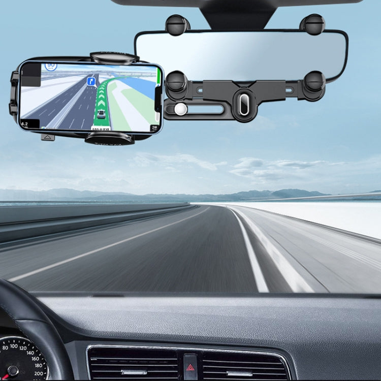 Car Rearview Mirror Navigation Retractable Multifunctional Mobile Phone Holder
