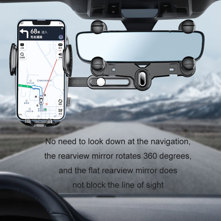 Car Rearview Mirror Navigation Retractable Multifunctional Mobile Phone Holder