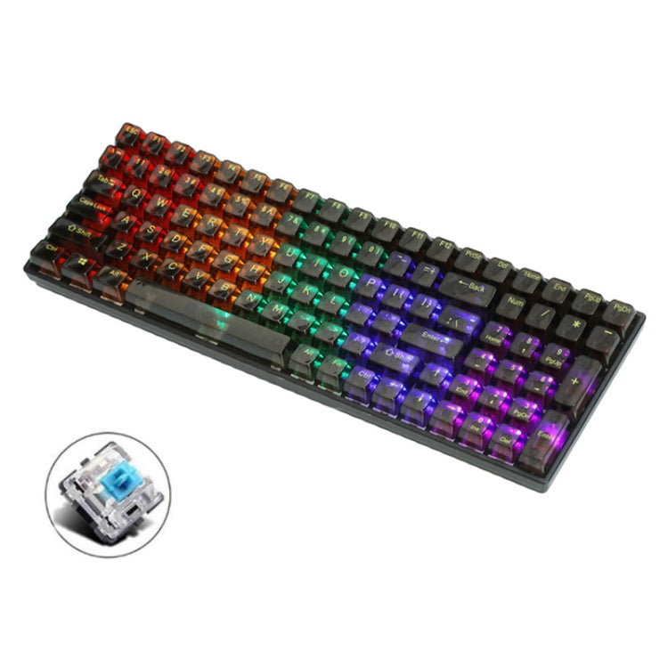 100 Keys Customized Gaming Wired Mechanical Keyboard Transparent Keycap, Green Shaft (Black), Red Shaft (White), Red Shaft (Black)