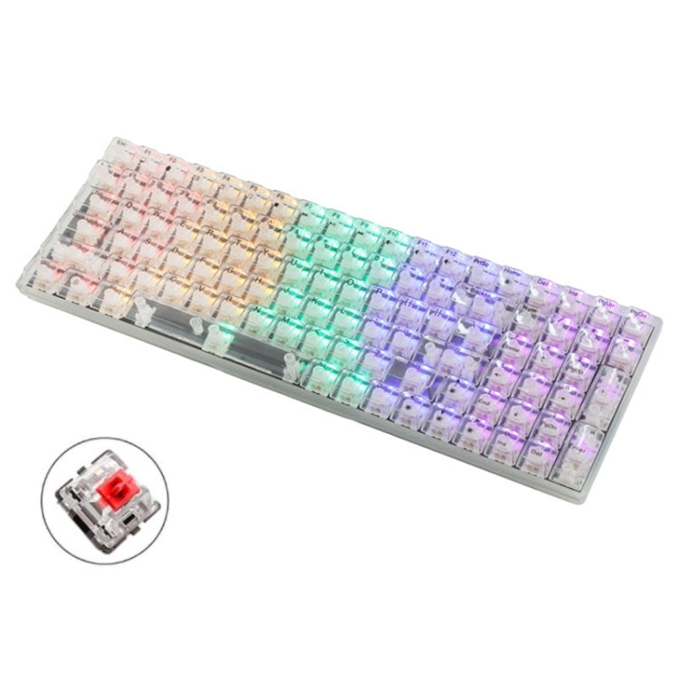 100 Keys Customized Gaming Wired Mechanical Keyboard Transparent Keycap, Green Shaft (Black), Red Shaft (White), Red Shaft (Black)
