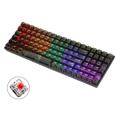 100 Keys Customized Gaming Wired Mechanical Keyboard Transparent Keycap, Green Shaft (Black), Red Shaft (White), Red Shaft (Black)