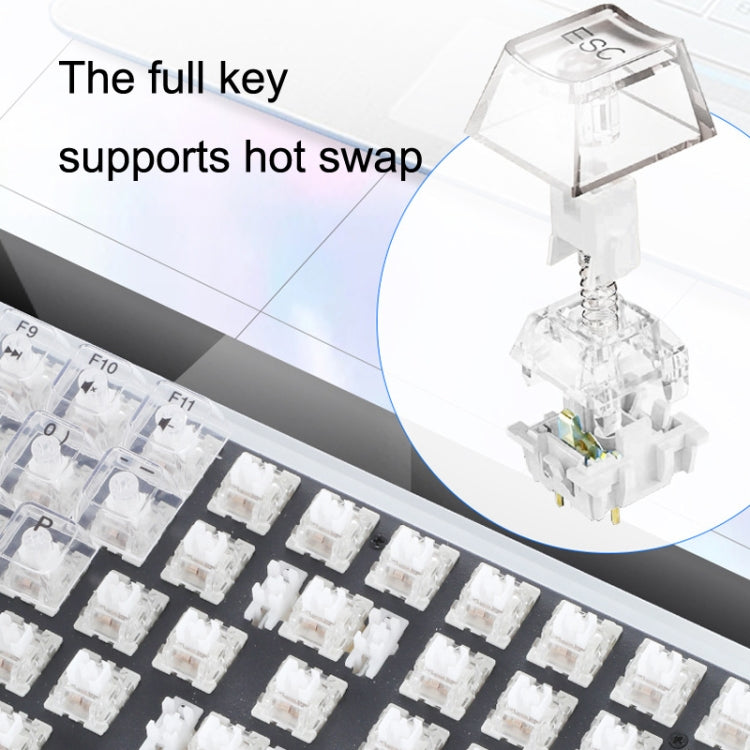 100 Keys Customized Gaming Wired Mechanical Keyboard Transparent Keycap, Green Shaft (Black), Red Shaft (White), Red Shaft (Black)