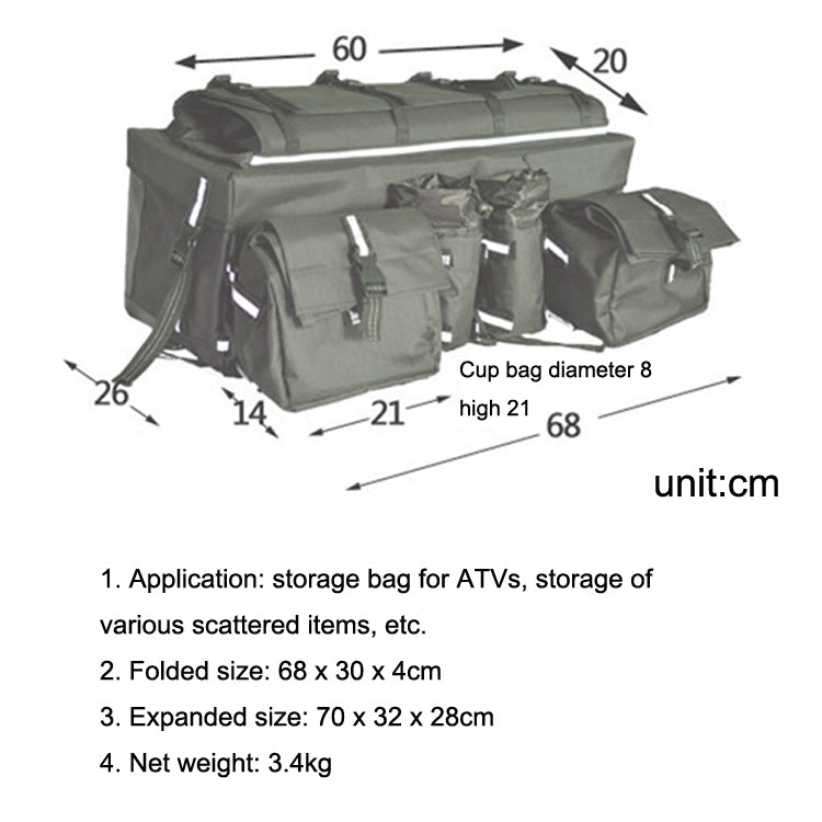 ATV Bag Quad Bike Go Kart Bag Snowmobile Mountain Bike Bag, Black, Army Green